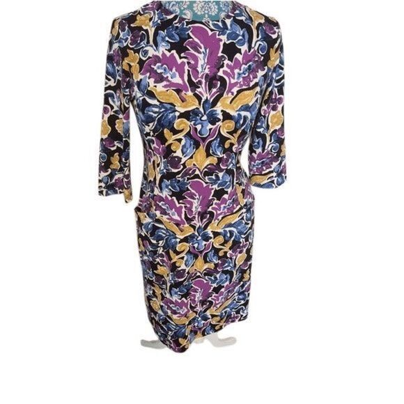 J.McLaughlin purple, yellow, navy pattern dress- size M - Picture 1 of 11
